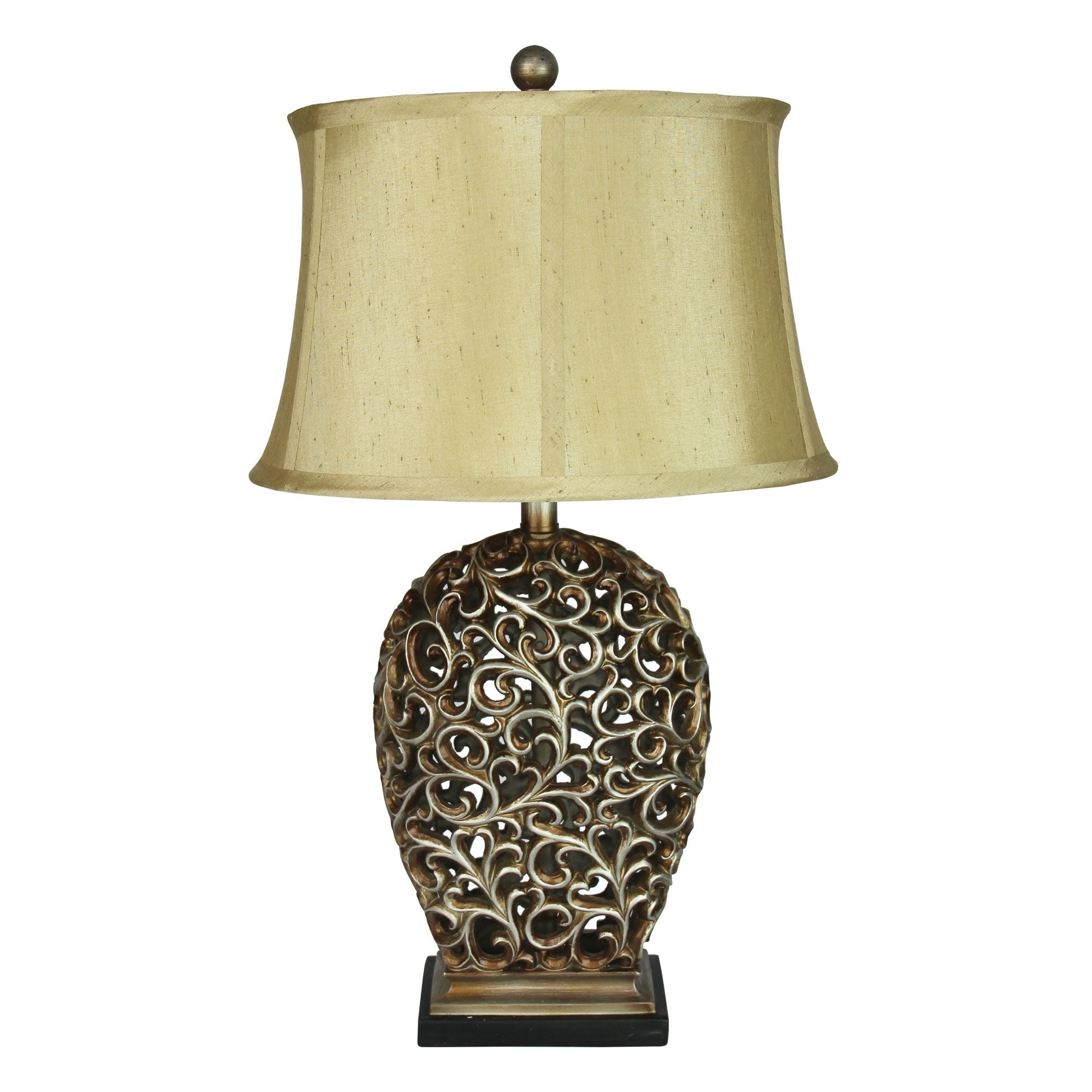 Donati Antique Silver Cut Complete Lamp With Harp